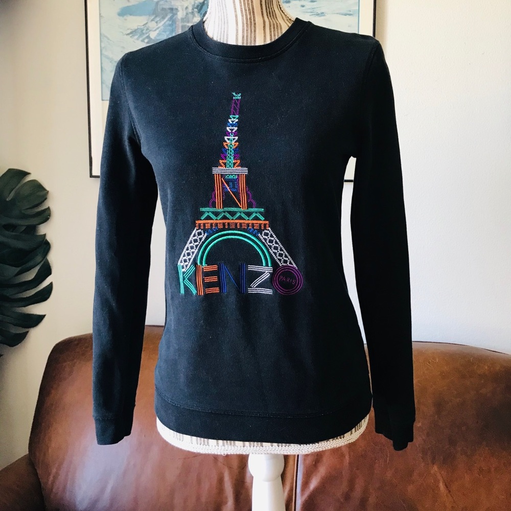 KENZO Black Eiffel Tower Cotton Sweatshirt